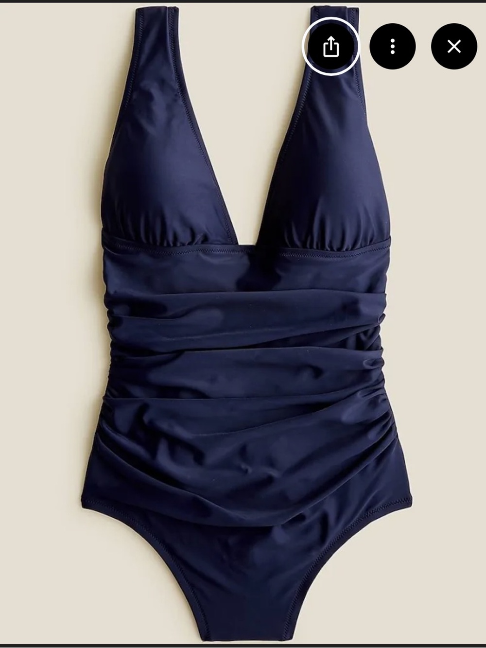 Jcrew Swim Navy Blue Runched Plunge One Piece Size 8 Long Torso